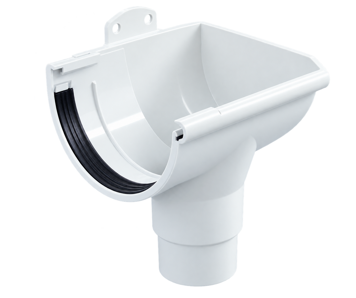 Naissance droite gouttières demi-rondes en PVC G120 mm - 80 mm