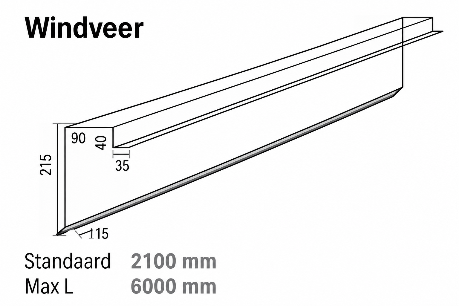 Windveer op muur NCN4 - L 2100 mm RAL8012